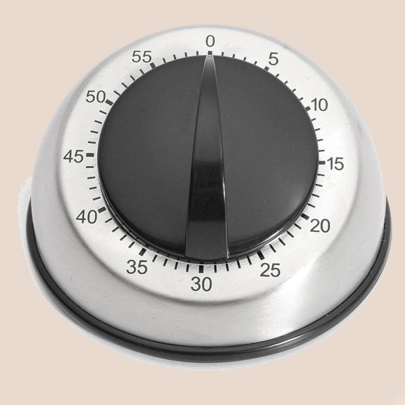 Kitchen Timer, Mechanical Stainless Steel Magnetic Timer, Easy-to-Read Dial, Loud Alarm Countdown Reminder, Magnetic Backing, No Batteries Required