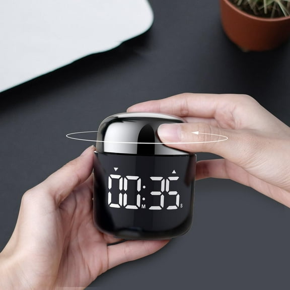 Kitchen Timer, Visual Timer, LED Rotating Timer Display and Third Gear Volume Adjustment,Timer for Cooking, Classroom Time for Kids and Teachers, Black