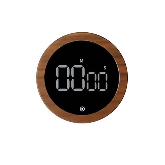 Kitchen Timer With Rotating LED Display, Magnetic Wood Grain Countdown For Cooking