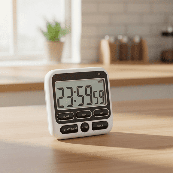 Kitchen Timer with Alarm Clock Large Screen Digital Display Adjustable Sound and Power Switch for Cooking Baking and Study Time Management Black