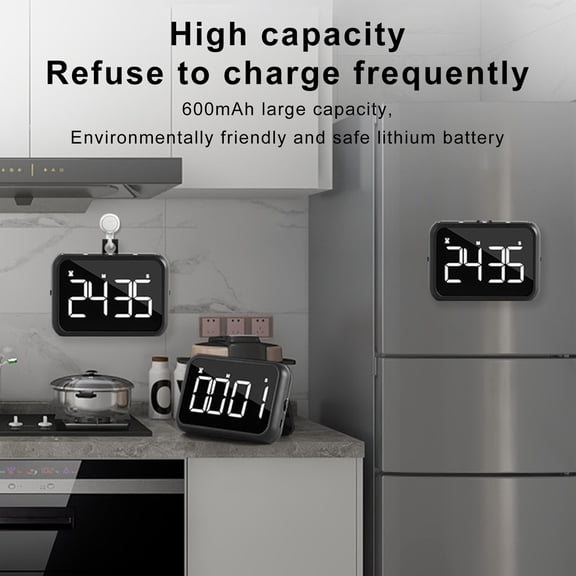 Kitchen Timer with Magnetic Easy Operation Timer Digital Large LED Display Clear Timing Counter for Cooking Baking Fitness