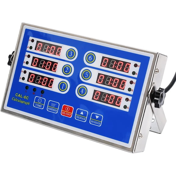 Kitchen Timers for Cooking  6 Channel Commercial Kitchen Timer Restaurant Kitchen Supplies  Stainless Steel LED Technology Kitchen Timer Digital  Reminder Function, Loud Alarm, Blue