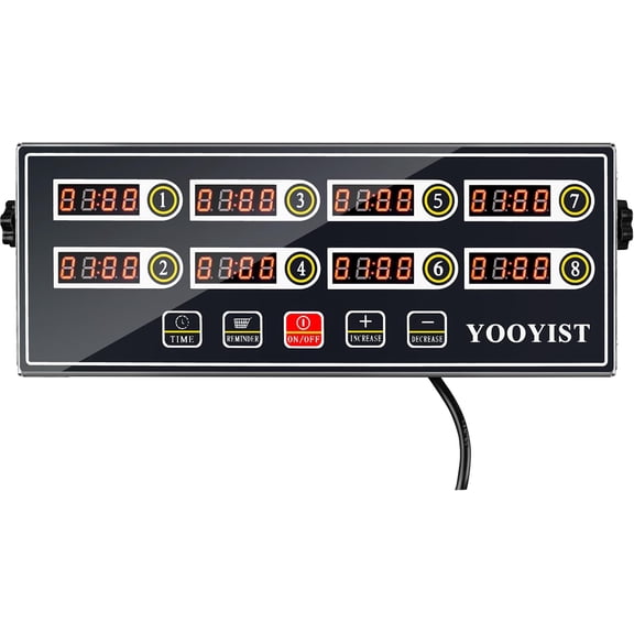 Kitchen Timers for Cooking  8 Channel Commercial Kitchen Timer Restaurant Kitchen Supplies  Stainless Steel LED Technology Kitchen Timer Digital  Reminder Function, Loud Alarm, Grey