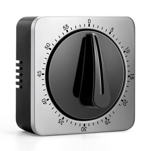 Kitchen Timers for Cooking,Chef Cooking Timer Clock with Loud Alarm,100% Mechanical Desk Timer - No Batteries Required - Magnetic Backing,Exquisite Stainless Steel Body - Countdown Reminder Magnetic