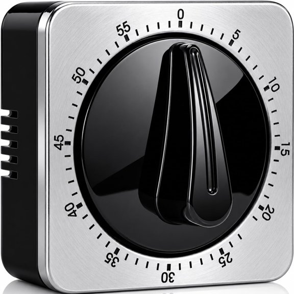 Kitchen Timers for Cooking, Chef Cooking Timer Clock with Loud Alarm - 100% Mechanical Desk Timer - No Batteries Required - Magnetic Backing, Exquisite Stainless Steel Body - Countdown Reminder