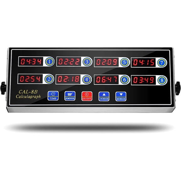 Kitchen Timers for Cooking, 8 Channel, Commercial Grade, Stainless Steel, LED Digital, Loud Alarm,Clock Reminder on Multiple Events