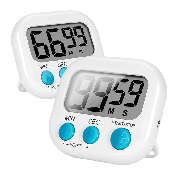 Kitchen Timers for Cooking and Baking with Big Digital Numbers and Loud Alarm Used in Cooking, Classroom, and Office.