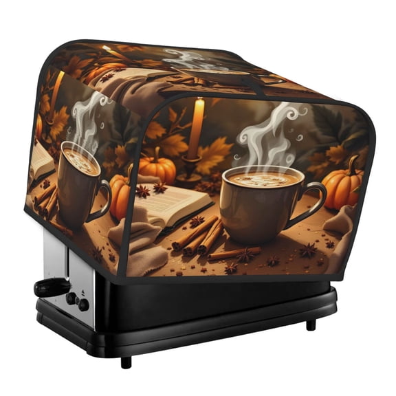 Kitchen Toaster Covers Universal 4 Slice Bread Toaster Cover Protection Stain Resistant Dustproof Bread Maker Covers Cartoon Autumn Cozy Scene
