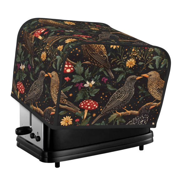 Kitchen Toaster Covers Universal 4 Slice Bread Toaster Cover Protection Stain Resistant Dustproof Bread Maker Covers Cartoon European Starling Birds