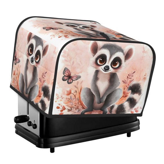 Kitchen Toaster Covers Universal 4 Slice Bread Toaster Cover Protection Stain Resistant Dustproof Bread Maker Covers Cartoon Lemur Blush