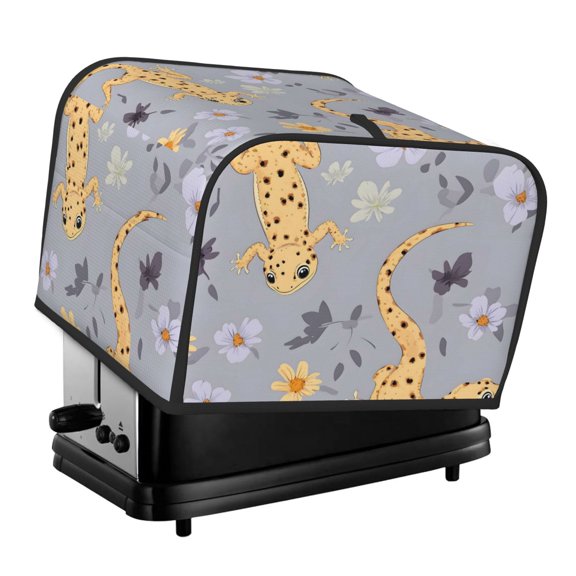 Kitchen Toaster Covers Universal 4 Slice Bread Toaster Cover Protection Stain Resistant Dustproof Bread Maker Covers Cartoon Leopard Gecko Reptile