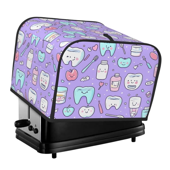 Kitchen Toaster Covers Universal 4 Slice Bread Toaster Cover Protection Stain Resistant Dustproof Bread Maker Covers Cartoon Toothbrush, Toothpaste And Toothpick Elements