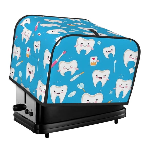 Kitchen Toaster Covers Universal 4 Slice Bread Toaster Cover Protection Stain Resistant Dustproof Bread Maker Covers Cartoon Toothbrush, Toothpaste And Toothpick Elements (3)