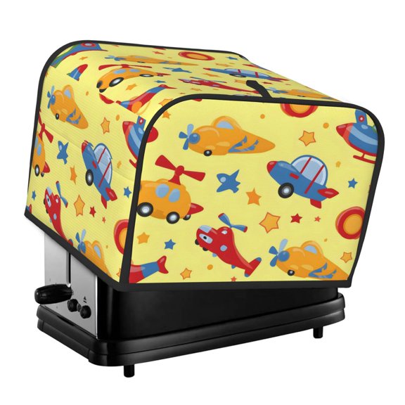 Kitchen Toaster Covers Universal 4 Slice Bread Toaster Cover Protection Stain Resistant Dustproof Bread Maker Covers Colorful Cartoon Toy Car Plane Helicopter