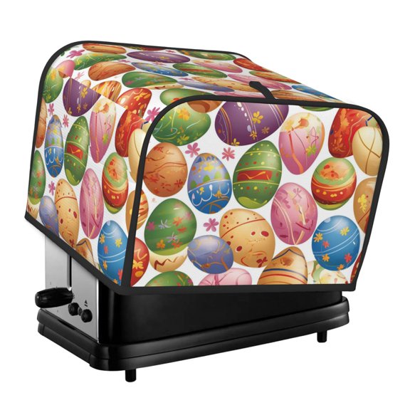 Kitchen Toaster Covers Universal 4 Slice Bread Toaster Cover Protection Stain Resistant Dustproof Bread Maker Covers Colorful Easter Eggs Cartoon