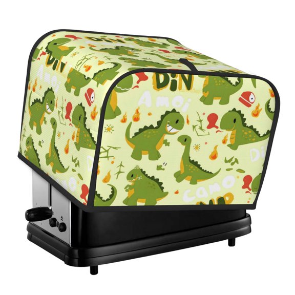 Kitchen Toaster Covers Universal 4 Slice Bread Toaster Cover Protection Stain Resistant Dustproof Bread Maker Covers Cute Cartoon Pattern With Dinosaurs