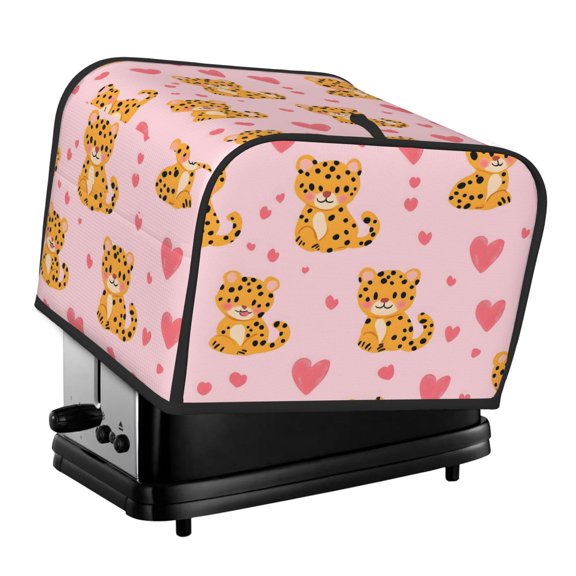 Kitchen Toaster Covers Universal 4 Slice Bread Toaster Cover Protection Stain Resistant Dustproof Bread Maker Covers Happy Valentine'S Cartoon Leopard