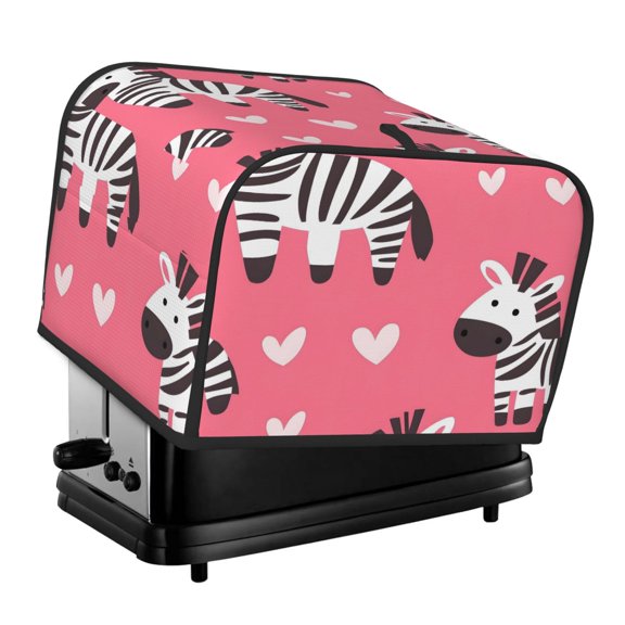 Kitchen Toaster Covers Universal 4 Slice Bread Toaster Cover Protection Stain Resistant Dustproof Bread Maker Covers Happy Valentine'S Cartoon Zebra