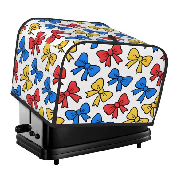 Kitchen Toaster Covers Universal 4 Slice Bread Toaster Cover Protection Stain Resistant Dustproof Bread Maker Covers Playful Cartoon Primary Color Ribbon Bow Pattern