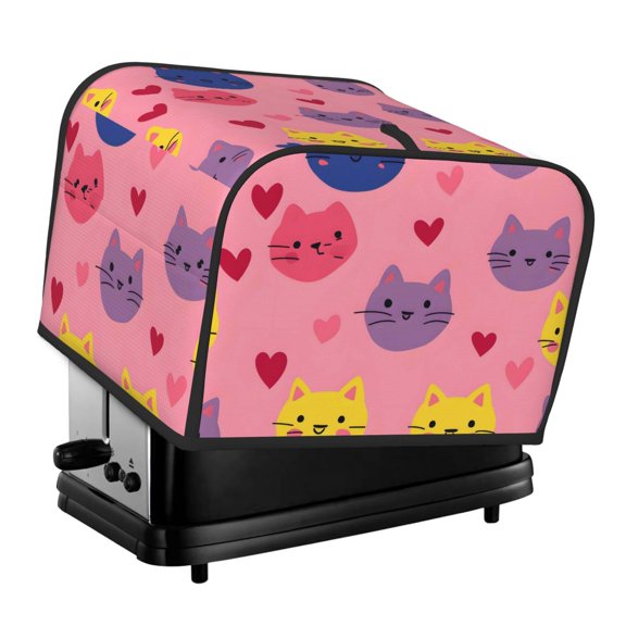 Kitchen Toaster Covers Universal 4 Slice Bread Toaster Cover Protection Stain Resistant Dustproof Bread Maker Covers Valentine'S Day Cartoon Heart Cat