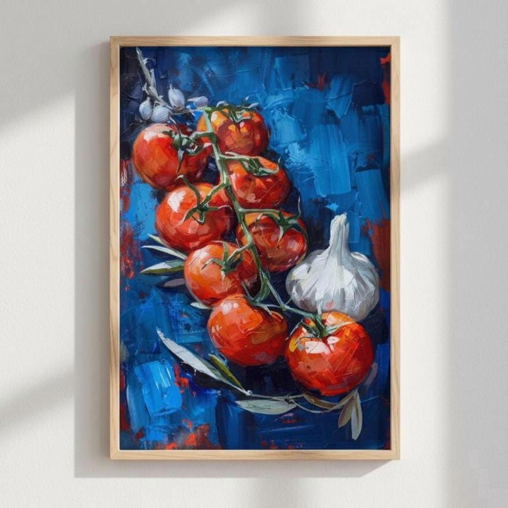 Kitchen Tomato And Garlic Still Life Mediterranean Poster , Poster ...