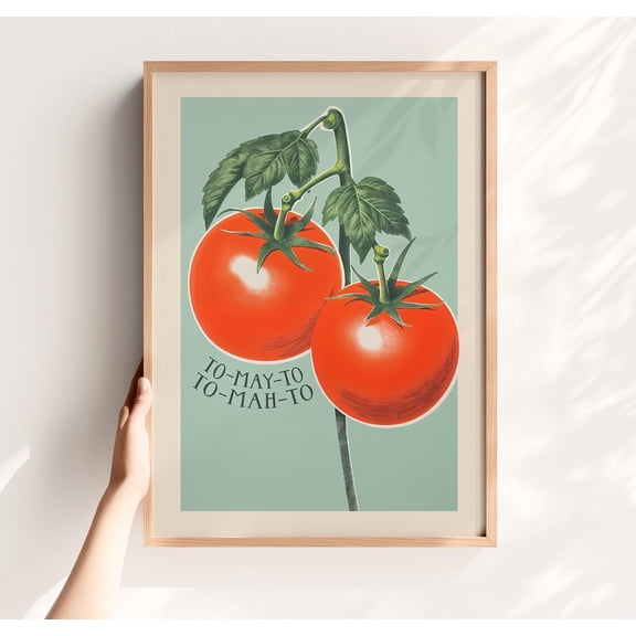 Kitchen Tomatoes Retro Food Eclectic Kitchen Wall Decor, Stretched Canvas 12x16in