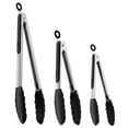 thumbnail image 1 of Kitchen Tongs Stainless Steel Cooking Tongs with Silicone Tips Heat Resistant Food Tongs for Cooking Grilling Turning set of 7" 9" and 12" Black, 1 of 6