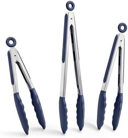 Kitchen Tongs for Cooking - 600°F Heat Resistant Food Tong Set with Non ...