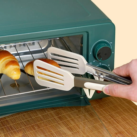 Kitchen Tongs White | Slotted Tips High Temp Tolerance 220°C | Food Grade Stainless Steel | Comfort | Efficient Oil Drainage | Locking for Storage | Multi-Use Cooking Tool