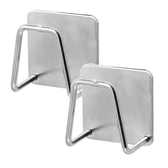 Kitchen Tool Holder Kitchen Stainless Steel Adhesive Sponge Holder Dishcloth Brush Storage Holder Sink Caddy Proof Black