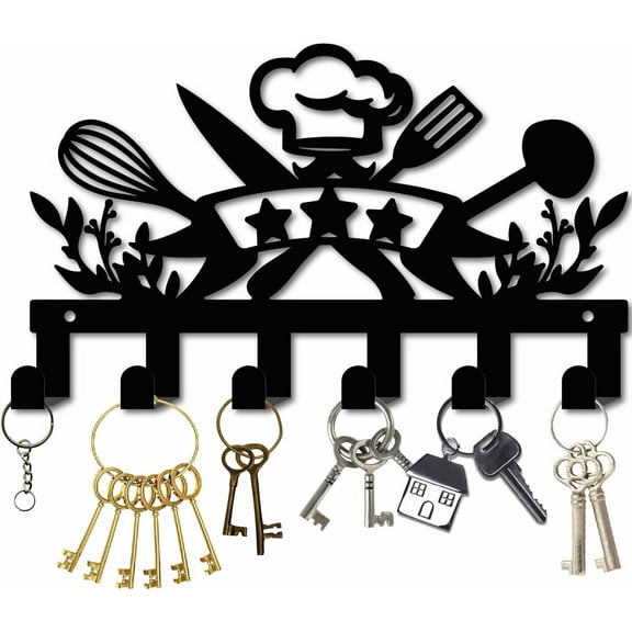 Kitchen Tool Key Holder for DIY Wall Mounted Hook Key Hangers with 6 Hooks Metal Key Hanging Organizer Rack Wall Decorative Hook for DIY Bag Clothes Entryway Front Door Hallway 10.6x6.3Inch