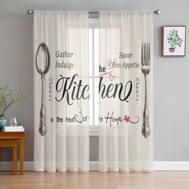 Kitchen Tool Spoon Tulle Curtains for Living Room Bedroom Modern ...
