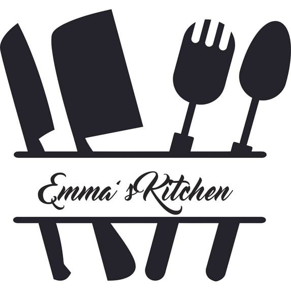 Kitchen Tools Cooking Chef Food Customized Wall Decal - Custom Vinyl Wall Art - Personalized Name - Baby Girls Boys Kids Bedroom Wall Decal Room Decor Wall Stickers Decoration Size (15x30 inch)