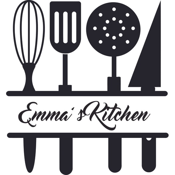 Kitchen Tools Cooking Food Chef Customized Wall Decal - Custom Vinyl Wall Art - Personalized Name - Baby Girls Boys Kids Bedroom Wall Decal Room Decor Wall Stickers Decoration Size (20x20 inch)