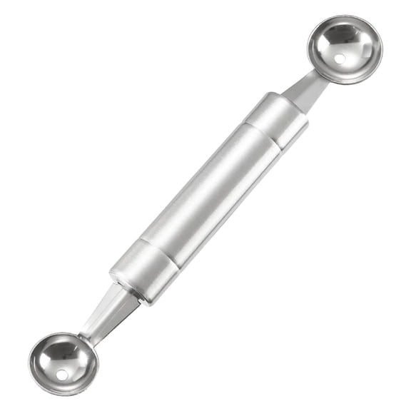 Kitchen Tools Double Ended Stainless Steel Watermelon Fruit Ice Cream Digging Spoon, Multi-Use Durable Melon Baller, Reusable Fruit Scoop for Fruit Platters, 1Pc, Easy to Use(Silver,7.8x1.2")