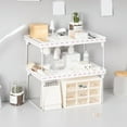 thumbnail image 1 of Expandable Stacking Cabinet Shelf Rack S/M/L Sizes Folding Stackable Counter Rack Organizer Cupboard Plate Dish Counter And Pantry Organizer Kitchen White Kitchen Tool, 1 of 6