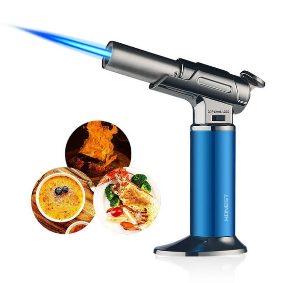 Kitchen Torch Lighter Butane Refillable Lighter Toast, Marshmallows, Indoors,cocktail smoker hookah coals Lighter Butane Gas Not Included (Blue)