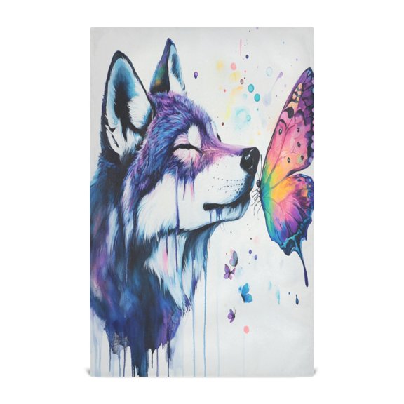 Kitchen Towel 28x18 Inches x1，Plate Towel, Decorative Towel, Napkin, Tea Towel Tea Towels For Kitchen Dish Cloths & Dish Towels Wolf and Butterfly