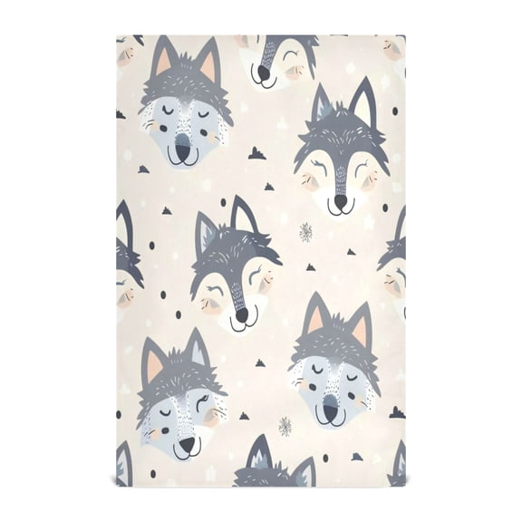 Kitchen Towel 28x18 Inches x1，Plate Towel, Decorative Towel, Napkin, Tea Towel Tea Towels For Kitchen Dish Cloths & Dish Towels Gray Cartoon Wolf Face