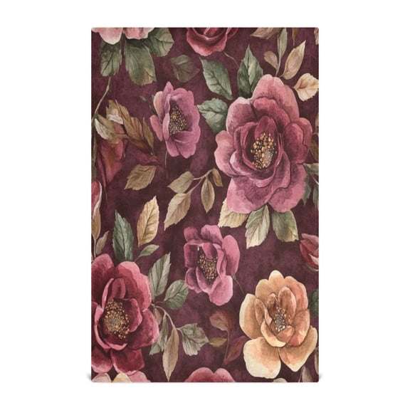 Kitchen Towel 28x18 Inches x4，Plate Towel, Decorative Towel, Napkin, Tea Towel Tea Towels For Kitchen Dish Cloths & Dish Towels Cartoon Maroon Roses Seamless