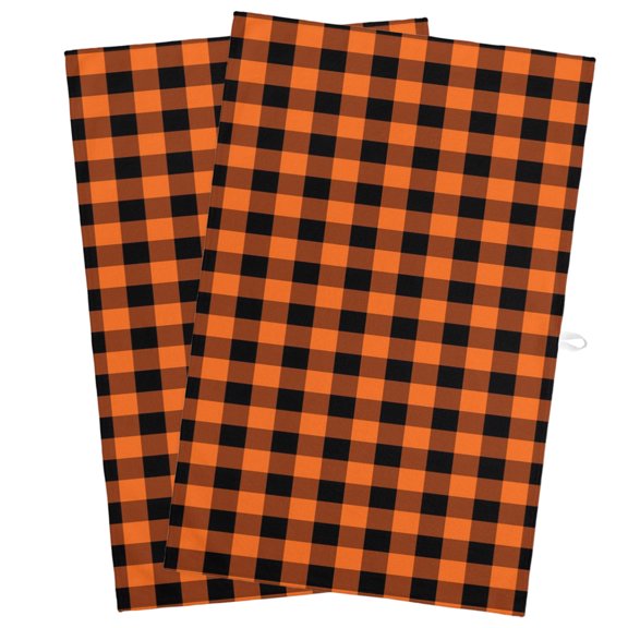 Kitchen Towel Halloween Theme Orange Black Plaid Dish Cloths 2 Pack 18x28in,Super Absorbent Tea Hand Towels Bathroom Cleaning Cloth Classic Buffalo Check Soft Dishcloth for Drying Dishes