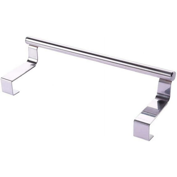 Kitchen Towel Holder Over Cabinet Door Tea Towel Hanger, Door Hook for Universal Fit on Inside or Outside of Cupboard Doors, Stainless Steel Storage-23CM