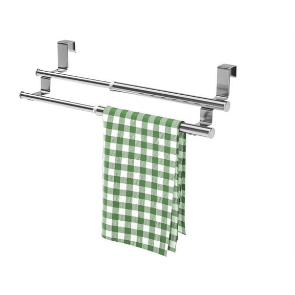 Kitchen Towel Holder,Stainless Steel Towel Holder,Topboutique Kitchen Towel Rail,Towel Rail Expandable & Double Bars,No Drilling,for Cupboard Drawers Bathroom