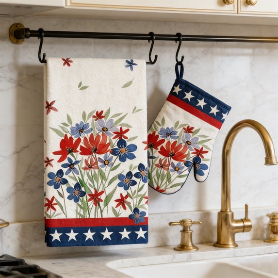 Kitchen Towel, Kitchen Dishes Towels Independence Day Themed 23.6x15.8in, Absorbent Tea Towels Cooking Baking, Washable Cloth For Home Restaurant Party July 4th Use 60x40cm