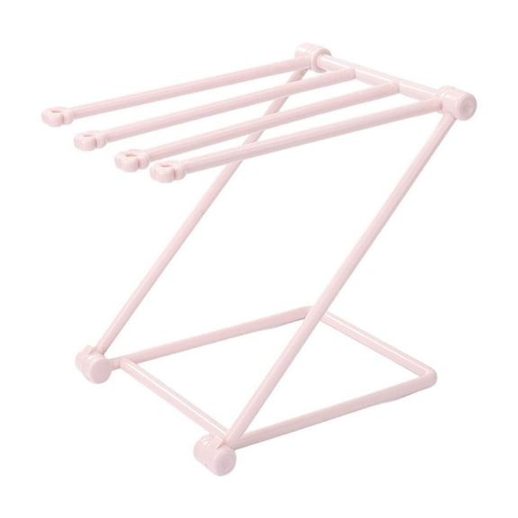 Kitchen Towel Rack, Gaqring Space Saving Folding Fabric Storage Rack, Vertical Countertop Organizer for Efficient Drying Multiple Towels, Pink