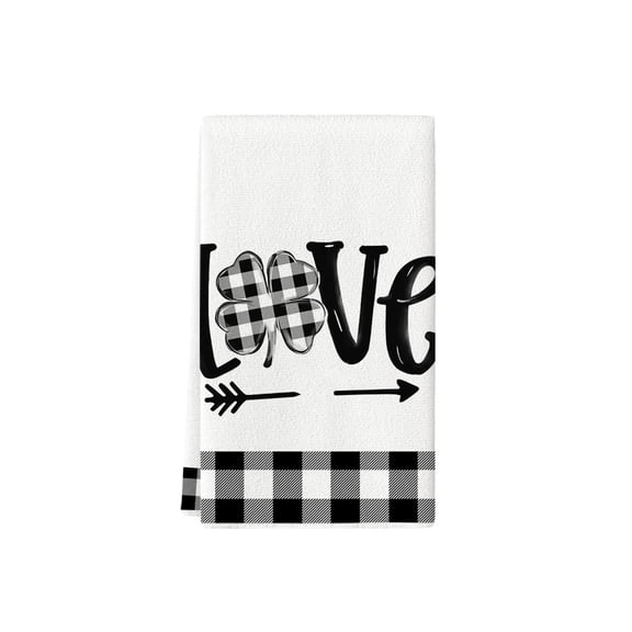 Kitchen Towel with Polka Dot Clover, Gnome Cuckold Style Dish Towel Cooking and Dishwashing