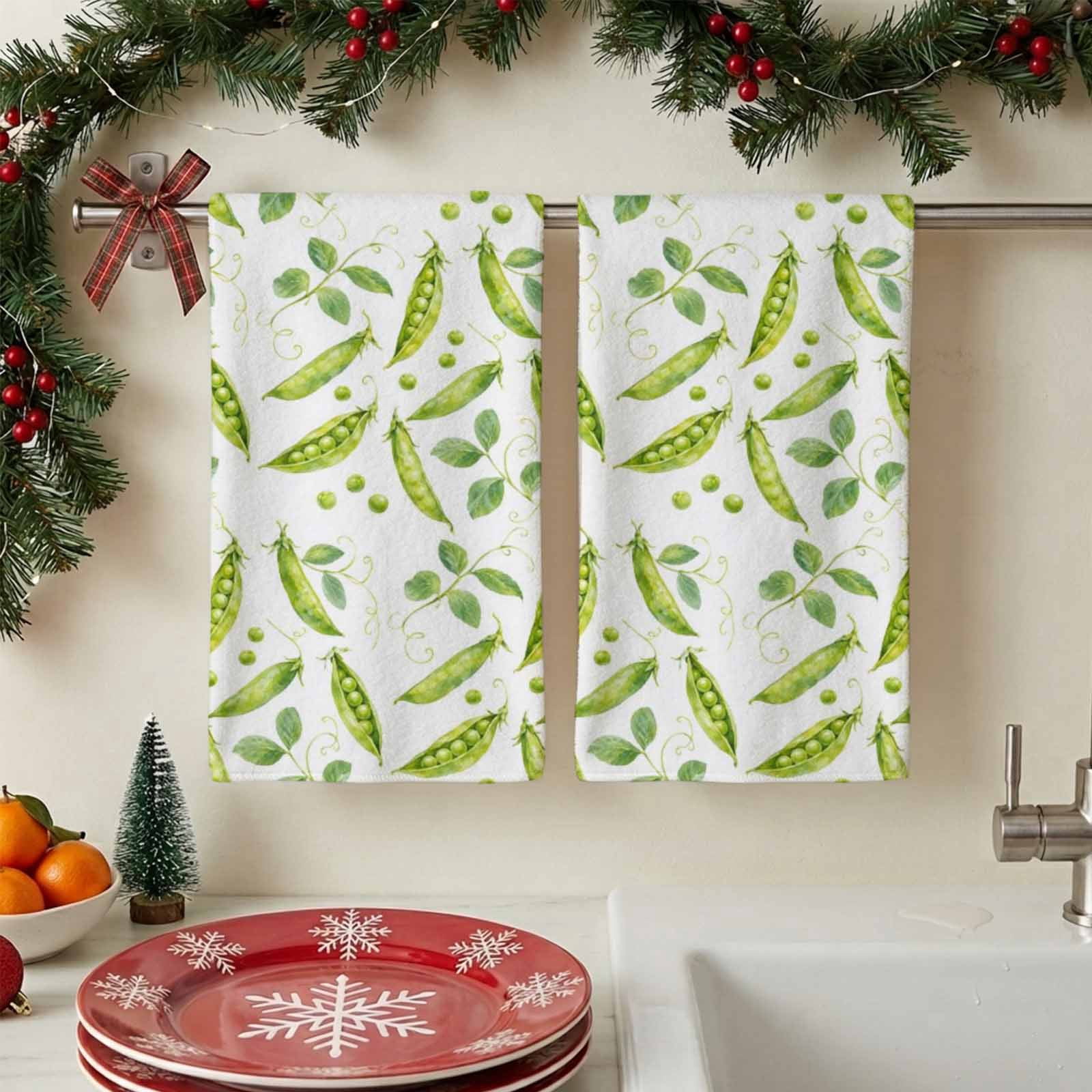 Packing Processed Tea Kitchen Towels - 1 Pack Green Pea Pod Leaves Dish Towels, Rustic ...