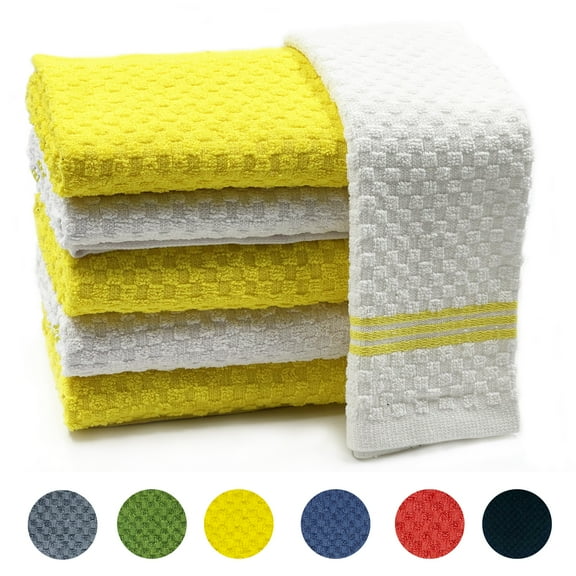 Dish Towels for Kitchen, 100% Cotton Absorbent Ultra Soft Tea Cloths, Perfect for Cleaning and Dish Washing, 6 Pack Yellow Kitchen Towels,15"x25"