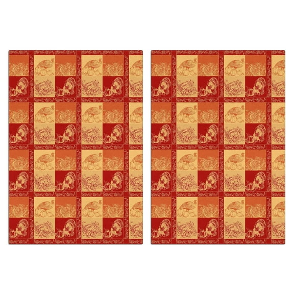 Kitchen Towels 2-Pack - Fall Maple & Pumpkin Print Absorbent Tea Towels, Farmhouse Style