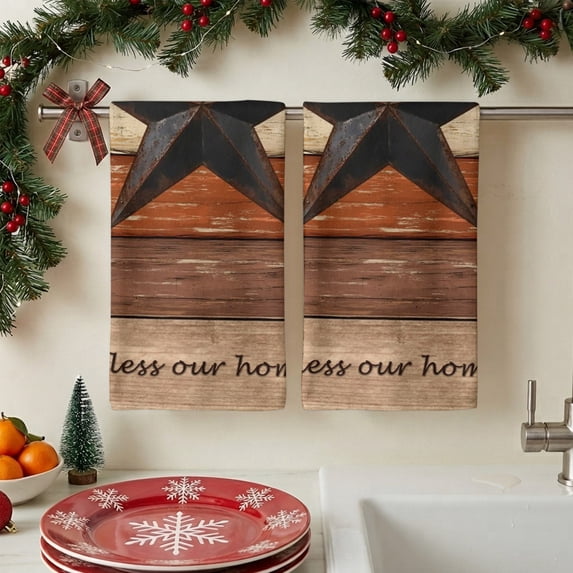 Kitchen Towels - 2 Packs Farmhouse Retro Western Star Dish Towels ...